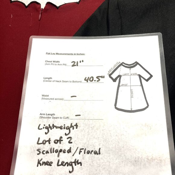 Lot of 2 Anthony Richards Scalloped Shift Dress Womens 14 Black Red Knee Length - Picture 7 of 15